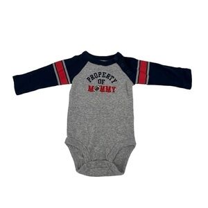 Carter’s Gray Blue “Property Of Mommy” Long Sleeve Onesie Size 3 Months